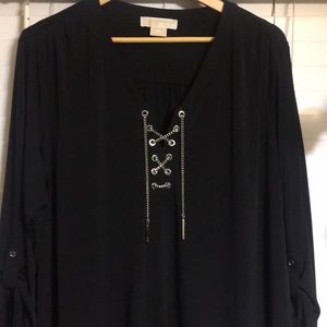 NWOT MK Black Silver Lace up Dress
